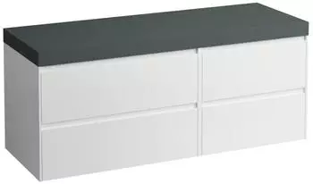 Laufen Lani Waschtischplatte verkehrsgrau gro&szlig;e Schublade links, 1370x495x580mm, H4055801122601, Wei&szlig; matt