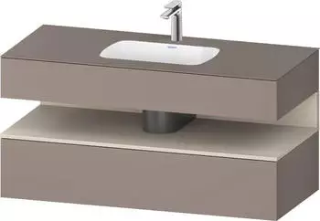 Duravit Qatego Einbauwaschtisch mit Unterbau 1200 mm mit Nischenbeleuchtung basalt matt (QA4787083430010)