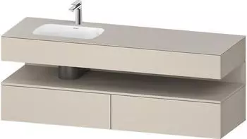 Duravit Qatego Einbauwaschtisch mit Unterbau 1600 mm mit Nischenbeleuchtung taupe supermatt (QA4795083830010)