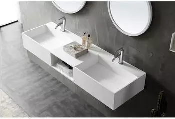 Bernstein TWG235 Doppelwaschtisch Rechteckig Mineralguss Wandmontage, Matt Wei&szlig; 150x45x20cm (TWG235)