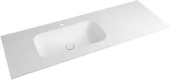 Sapho Aruba Rechteckiges Möbelwaschbecken 130x51.5cm, Rockstone weiß matt (AR130B1L)