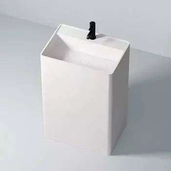 Steinberg Serie 445 Standwaschtisch Solid Surface wei&szlig; matt 600x420x900mm (445 7110 W)