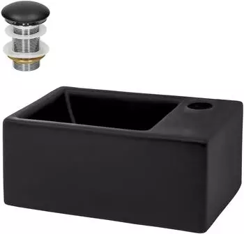 LuxeBath Handwaschbecken Keramik Schwarz Matt 355x205x125mm ohne &Uuml;berlauf (490005308)