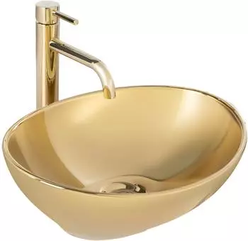 Rea Sofia Aufsatzwaschbecken oval 41x34,5cm Keramik gold gl&auml;nzend (REA-U9015)