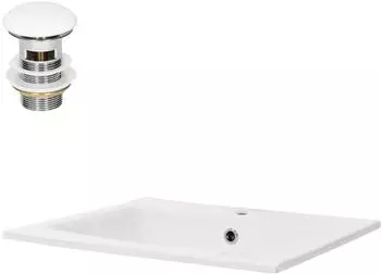 LuxeBath Einbauwaschbecken Keramik, eckig, wei&szlig;, 52,5x45x21cm, mit &Uuml;berlauf (490007683)