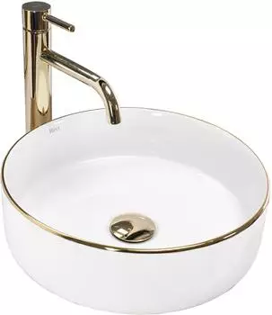Rea Sami Aufsatzwaschbecken rund 36x36cm wei&szlig;-gold (REA-U6758)