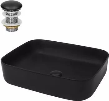 LuxeBath Aufsatzwaschbecken Keramik Schwarz Matt 510x405x135mm (490005313)