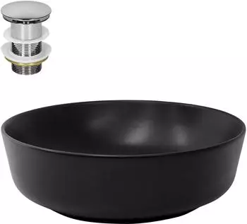 LuxeBath Aufsatzwaschbecken rund Keramik schwarz matt &Oslash;415x135mm (490009093)
