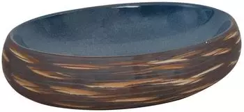 vidaXL Aufsatzwaschbecken oval braun/blau 59x40x15cm Keramik (155087)