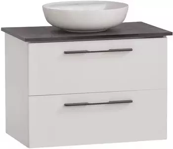 Schildmeyer Maxim Waschtisch-Set 66cm, matt wei&szlig;/Marmor-Optik, rundes Aufsatzwaschbecken (701862)