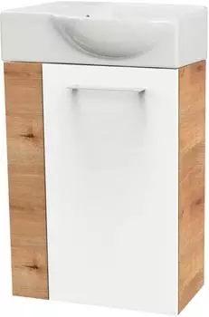 Fackelmann SBC Waschtisch-Set 45cm Keramik/Holzwerkstoff, Asteiche/wei&szlig;, T&uuml;ranschlag rechts