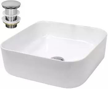 LuxeBath Aufsatzwaschbecken Keramik Eckig 390x390x140mm ohne &Uuml;berlauf (390000744)