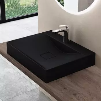doporro Colossum810 Aufsatz-/Wandwaschbecken Mineralguss 60x48x10cm matt schwarz (Colossum810)