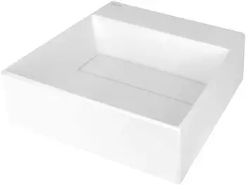 Deante Correo Aufsatzwaschbecken 40x40cm quadratisch wei&szlig; matt Granitoptik (CQRAU4M)