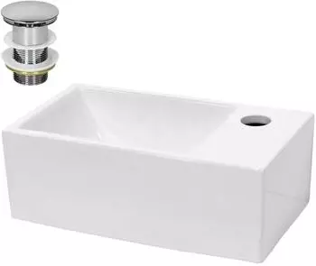 LuxeBath Aufsatzwaschbecken eckig, Keramik, wei&szlig;, 350x205x125mm, inkl. Ablaufgarnitur (390000737)
