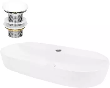 LuxeBath Aufsatzwaschbecken oval, Keramik, wei&szlig;, 800x400x120mm (490008925)