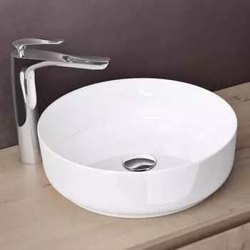doporro Br&uuml;ssel203 Aufsatzwaschbecken rund, Keramik, wei&szlig; (B203)