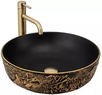 Rea Babilon Aufsatzwaschbecken schwarz/gold (REA-U5418)