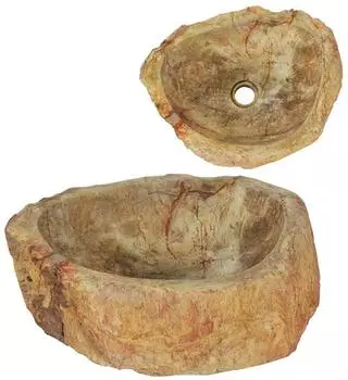 vidaXL Waschbecken aus Fossilstein, cremefarben, 45x35x15cm
