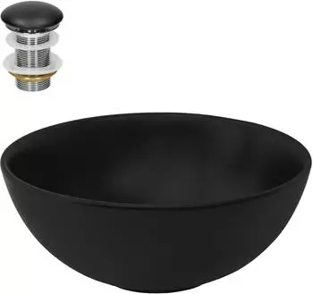 LuxeBath Aufsatzwaschbecken Keramik rund schwarz matt &Oslash;32x13,5cm inkl. Ablaufgarnitur (490005315)