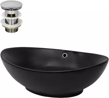 LuxeBath Aufsatzwaschbecken oval, Keramik, schwarz matt, 590x380mm (490009005)