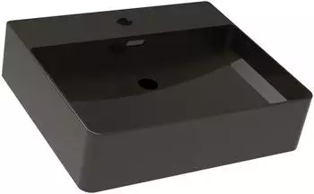 Fackelmann VAIDA Aufsatzwaschbecken Keramik, schwarz matt, 50x42cm (79698)