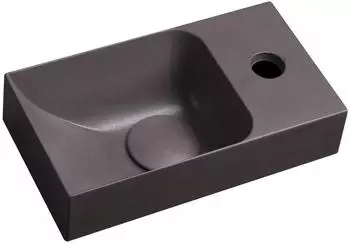 Sapho PICCOLINO Beton-Waschbecken 30,8x17cm, Wasserhahn rechts, dunkelbraun matt (PK30515)