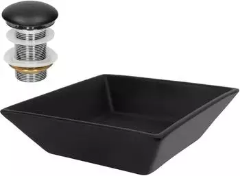 LuxeBath Aufsatzwaschbecken eckig, Keramik, schwarz, 410x410x120mm (490008923)