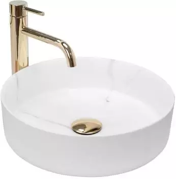 Rea Sami Aufsatzwaschbecken Keramik, Marmor grau matt, rund 36x36cm (REA-U8703)