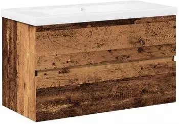 vidaXL Waschtischunterschrank mit integriertem Waschbecken, Altholz, 81x39,5x49cm (3328923)