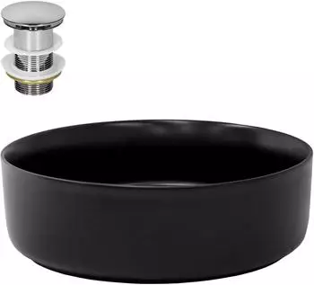 LuxeBath Aufsatzwaschbecken rund, Keramik, schwarz matt, Ø36cm (490009102)
