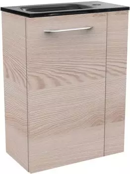 Fackelmann SBC Waschtisch-Set 45cm, Glas anthrazit, Alaska-Esche-Optik (47664131-0)