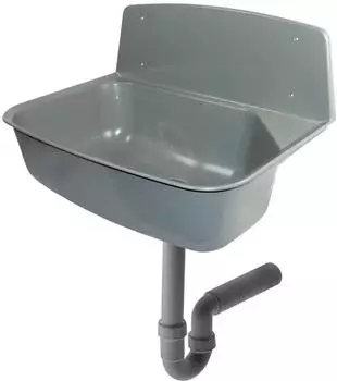 Haas Ausgussbecken mit Spritzschutz und PP-Siphon DN50, Recycling-Kunststoff, grau (6243)