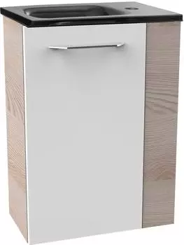 Fackelmann SBC Waschtisch-Set 45cm, Glas anthrazit, weiß/Alaska-Esche-Optik (53291)