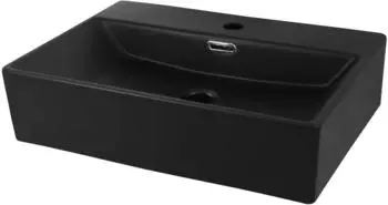 LuxeBath Aufsatzwaschbecken eckig, Keramik, schwarz matt, 51,5x36x13cm (390002424)