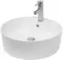 LuxeBath Aufsatzwaschbecken rund, Keramik, weiß, Ø460×155mm, mit Überlauf, inkl. Ablaufgarnitur