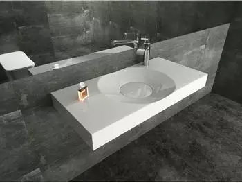 Bernstein Wandwaschbecken BS6059 Gussmarmor 100x48x10cm weiß (BS6059)