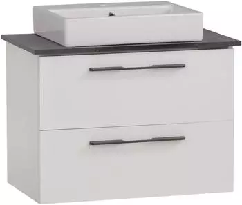 Schildmeyer Maxim Waschtisch-Set 66cm, matt-weiß/Marmor-Optik, mit Aufsatzwaschbecken (701861)