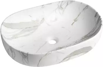 Sapho CALEO Keramik-Aufsatzwaschbecken 60x42cm, Bianco Carrara (CA590BC)