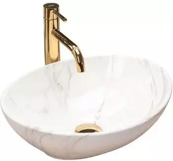 Rea Sofia Aufsatzwaschbecken oval Keramik Marmor-Optik 41x34,5cm (REA-U6597)