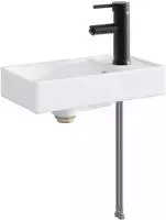 vidaXL Waschbecken mit Wasserhahn und Abfluss Matt Schwarz