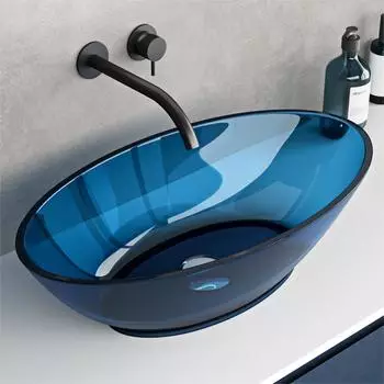 doporro Coloria02 Aufsatzwaschbecken oval, Kunstharz, aquablau, 630x340x170mm