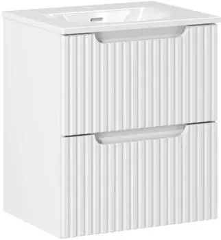 Lomado NEWPORT-56-WHITE Waschtisch mit Keramikwaschbecken, weiß, 51cm (LA56-NEWPORT-56-WHITE-SET7)