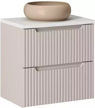 Lomado NEWPORT-56-CASHMERE Waschtisch-Unterschrank 60cm mit Keramikwaschbecken, kaschmir/weiß (LA56-NEWPORT-56-CASHMERE-SET38)