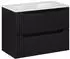 Lomado NEWPORT-56-BLACK Waschtisch 80cm, schwarz, gerillte Front, wandhängend (LA56-NEWPORT-56-BLACK-SET73)