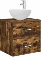 vidaXL Wandmontierte Waschtisch Ger&auml;ucherte Eiche 49,5 x 41 x 64,5 cm