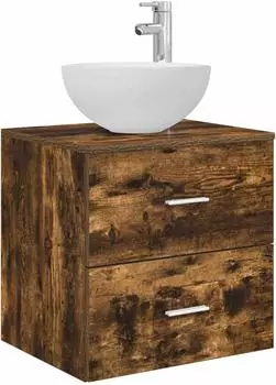 vidaXL H&auml;nge-Waschtischunterschrank 2 Schubladen Rauchige Eiche 49,5x41x64,5cm