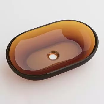 doporro Aufsatzwaschbecken oval aus Kunstharz, bernstein 54x34x10,5cm (Coloria03)
