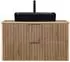 Lomado XANTEN-56 Waschtisch mit Aufsatzwaschbecken, schwarz gerillt, anthrazit/Eiche, 100,6x70,2x46,5cm