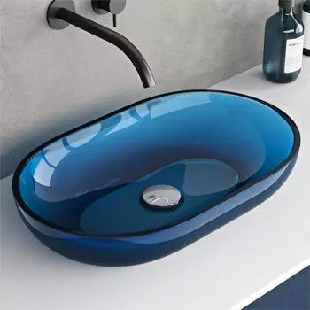 doporro Coloria03 Aufsatzwaschbecken oval Kunstharz aquablau 54x34cm (Coloria03)